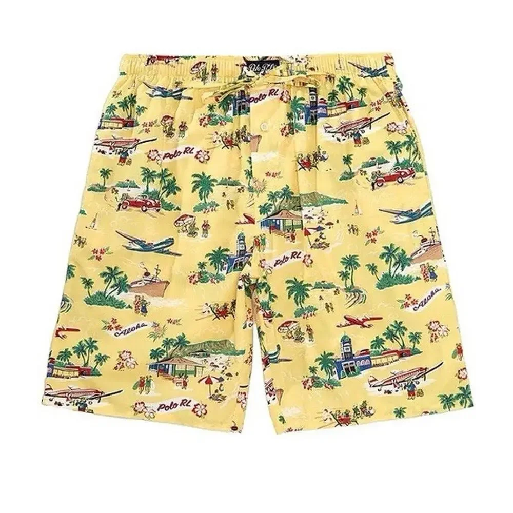 Polo Ralph Lauren Mens Polo‎ Bear Cotton Boxer Yellow Tropical Small
